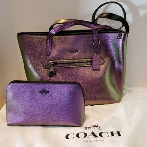 Coach Hologram tote 57329 & cosmetic bag 64719